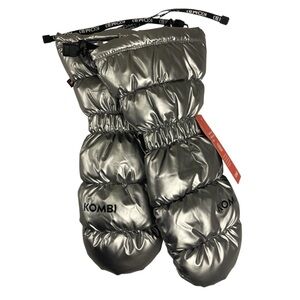Kombi Womens Snazzy Silver Puffer Ethical Goose Down Mittens Size Small NWT